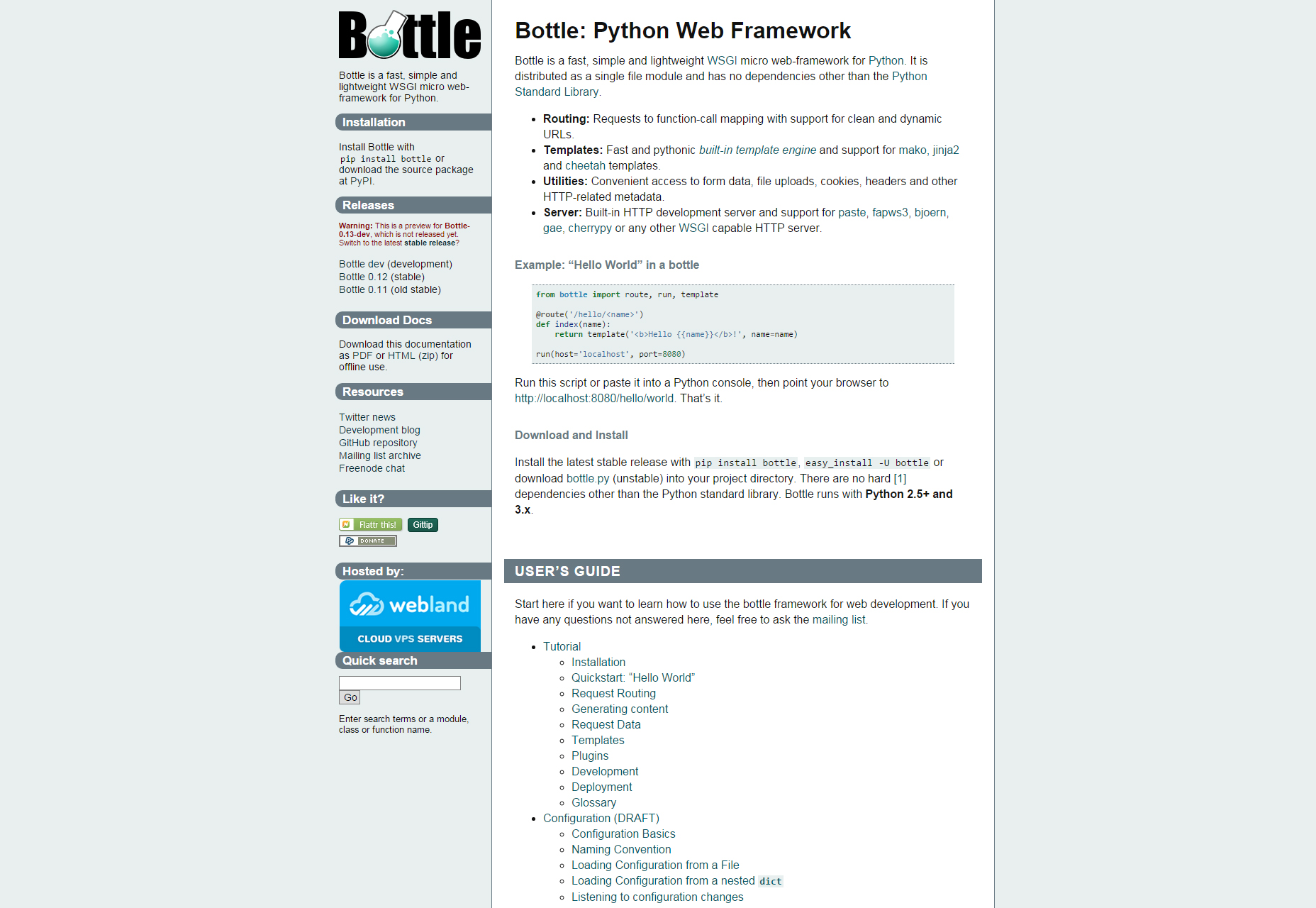 Flasche: Python Micro Web Framework