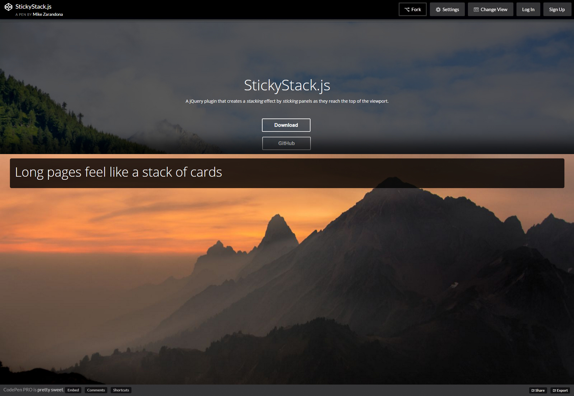 StickyStack.js: Εφαρμογή jQuery Plugin Effect