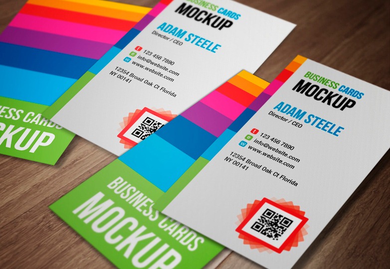 Verticle Business Cards Mockup