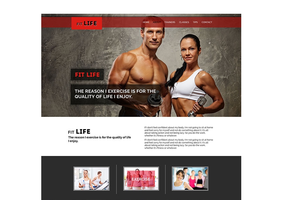FitLife One Page Template PSD