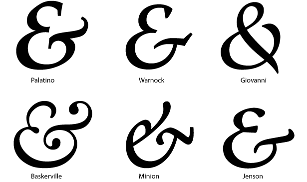 ampersands en varios tipos de letra