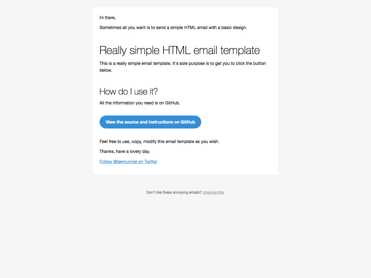 Opravdu jednoduchá šablona e-mailu pro HTML