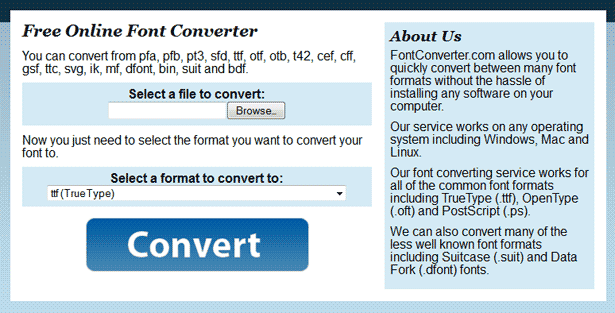 An online font format converter