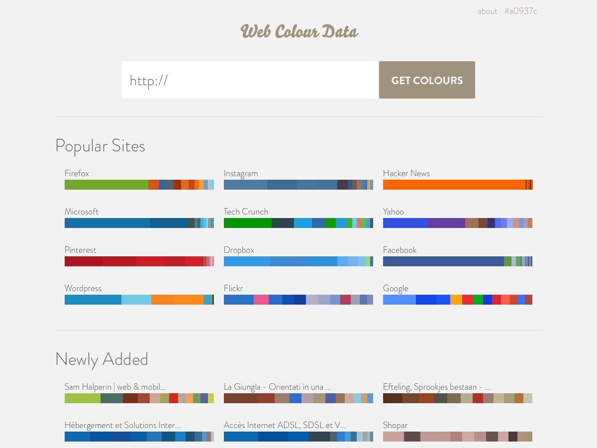 dados de cores da web