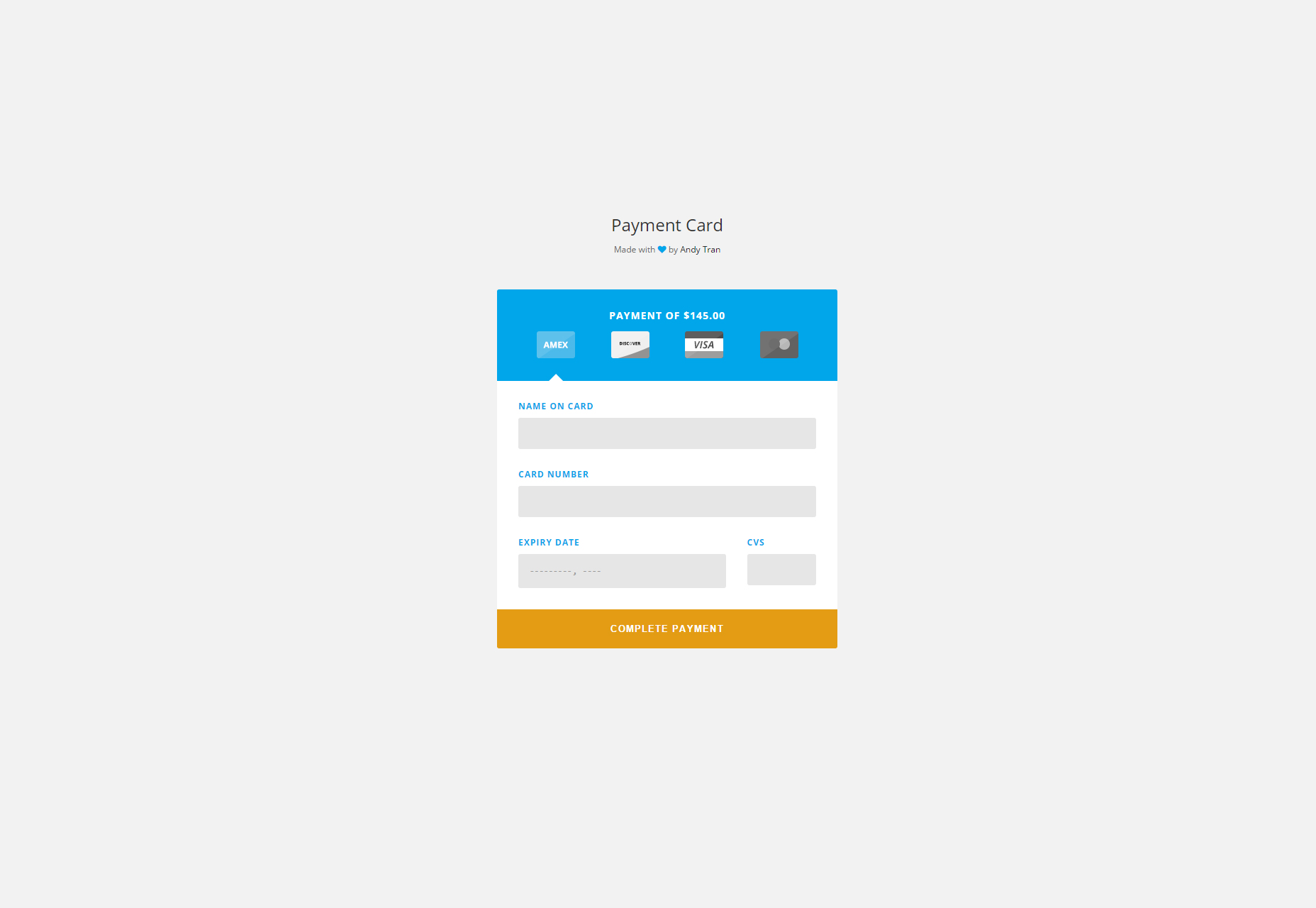 Flat CSS Payment Modal med Visual Aids