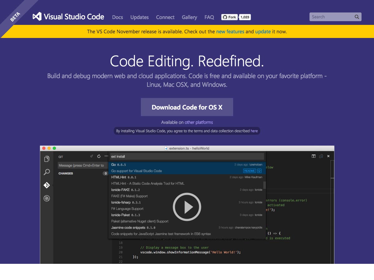 Código do Visual Studio