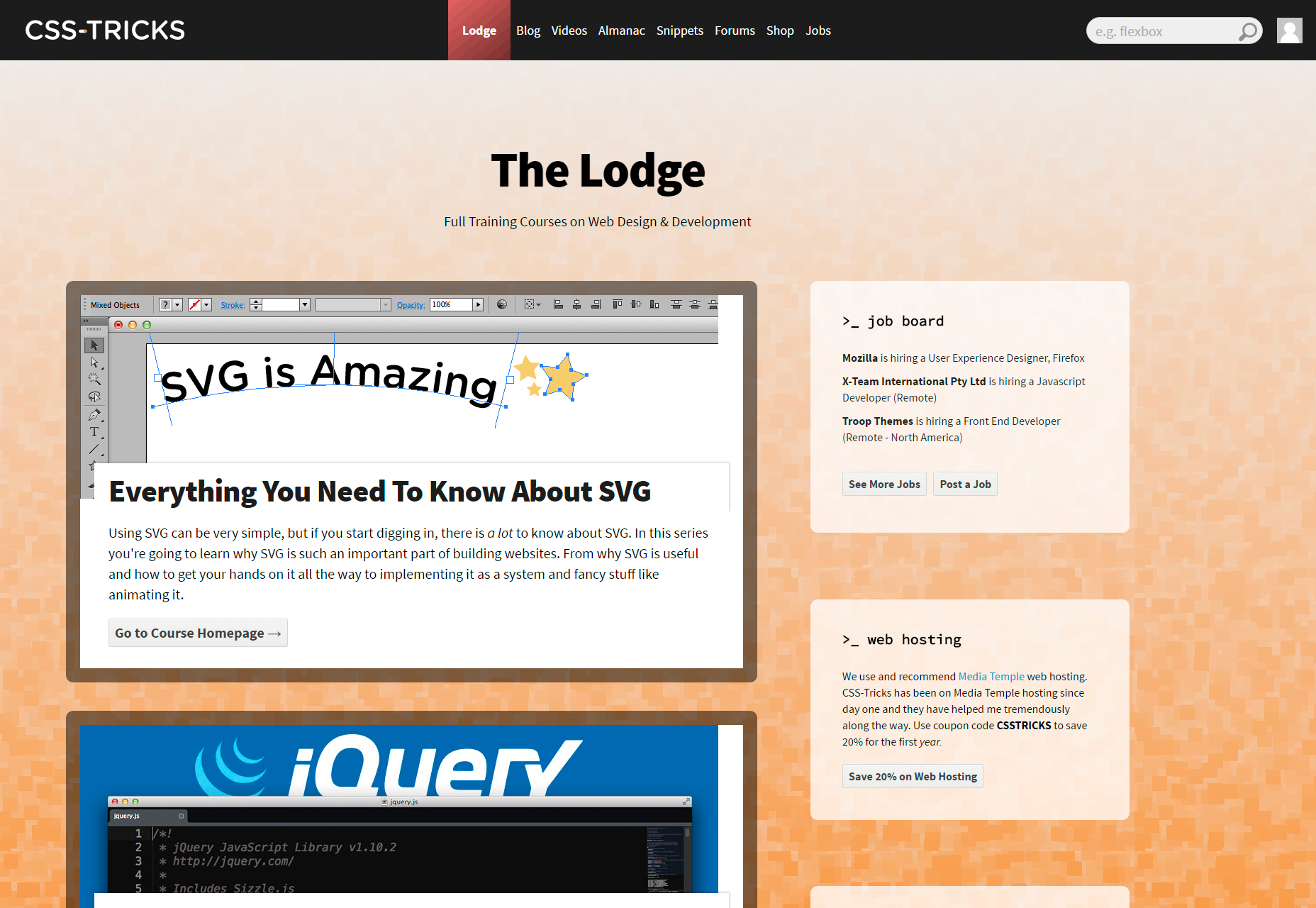 CSS-Tricks 'Lodge: Cursos gratuitos de desarrollo web