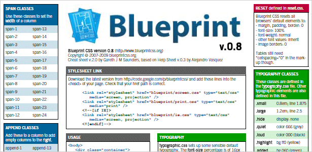 Blueprint CSS Cheat Sheet
