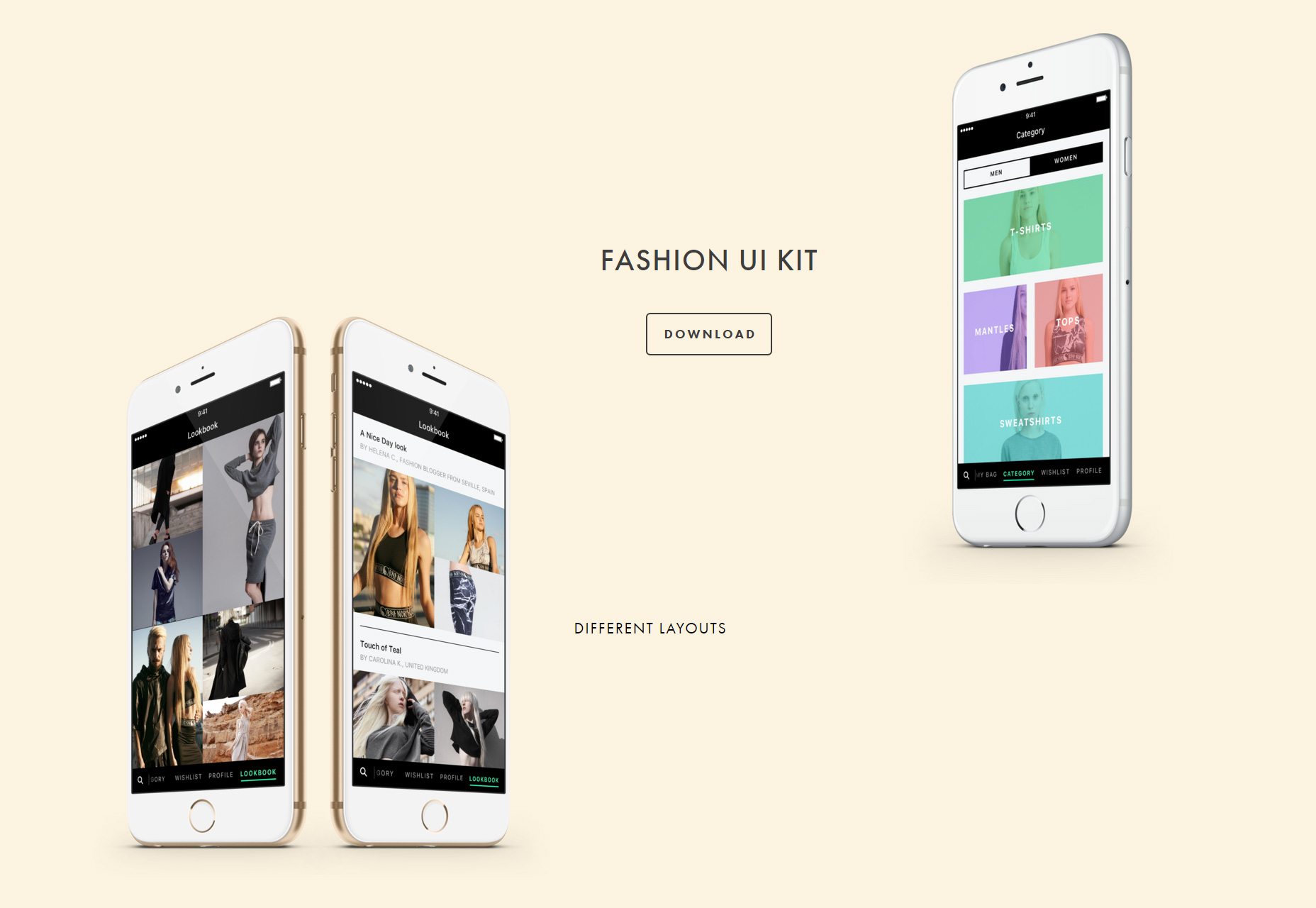 Kit UI de bosquejo de iPhone enfocado en la moda