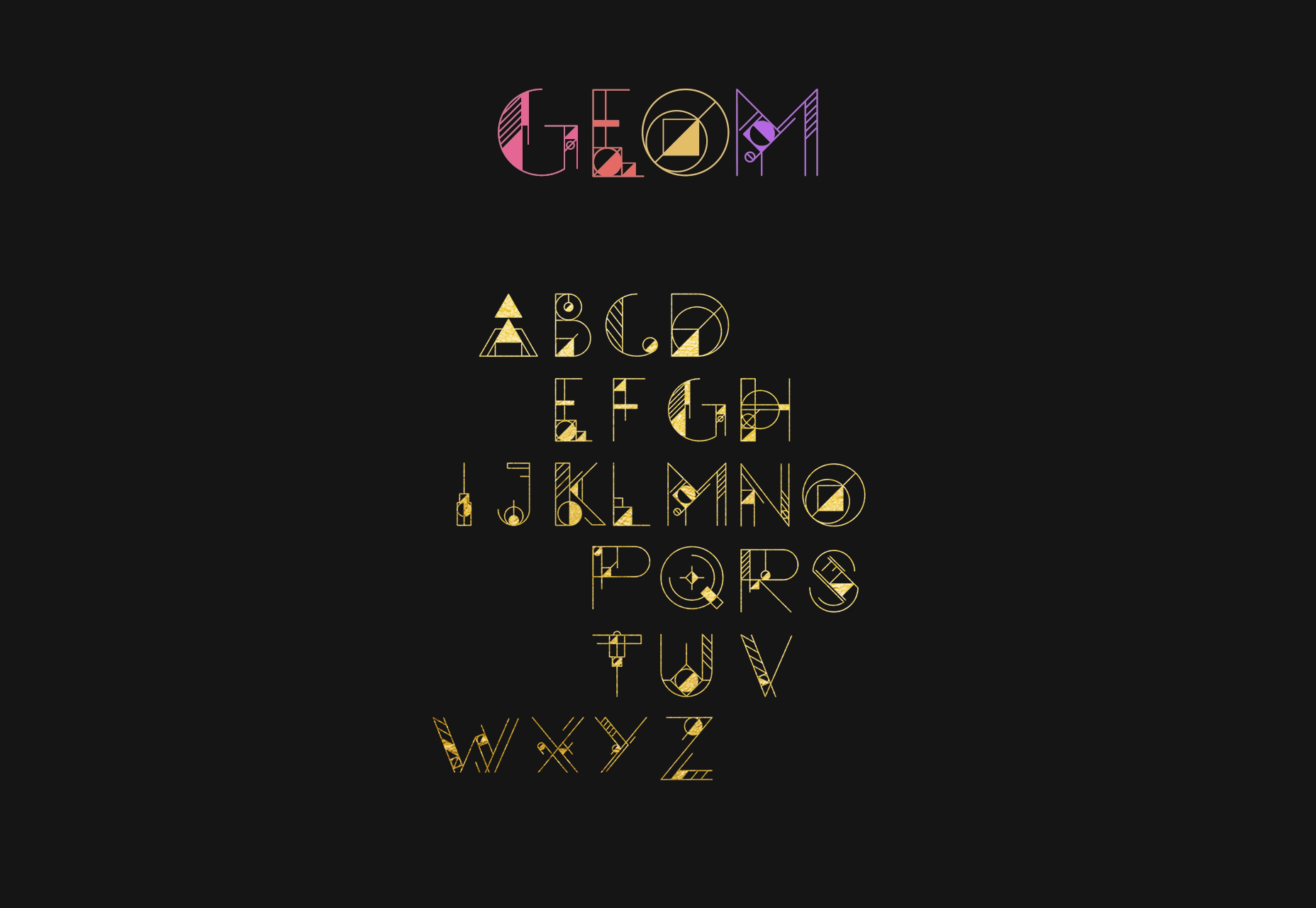 Zobrazení GEOM: plně geometricky ozdobený typ písma