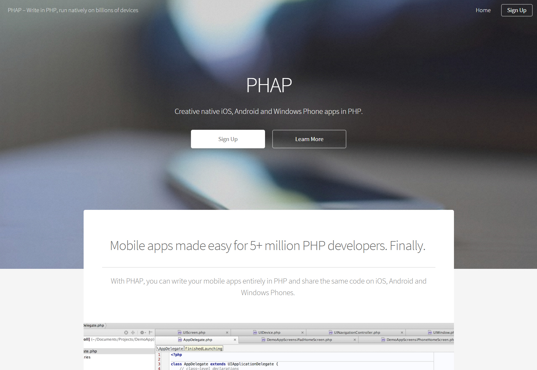 PHAP: Entwicklung mobiler Apps in PHP