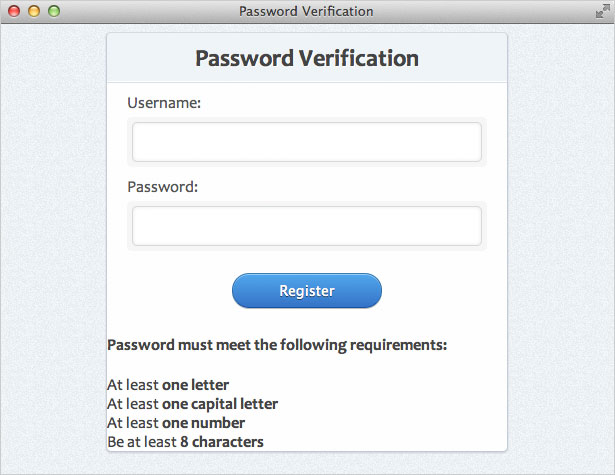Strong password. Verify password.