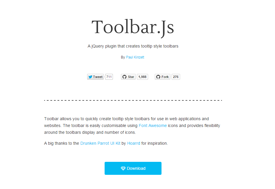 Toolbar.js: Tooltip Style Toobars JQuery Plugin