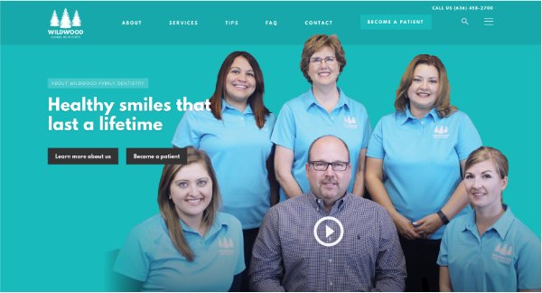 Captura de pantalla de un estudio de caso para Wildwood Family Dentistry de Couple of Creatives