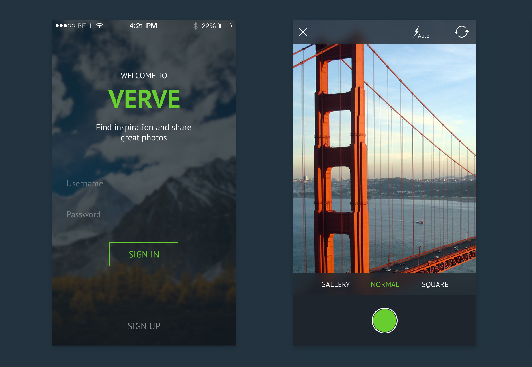 Verve: Un elegante kit de PSD de interfaz de usuario móvil