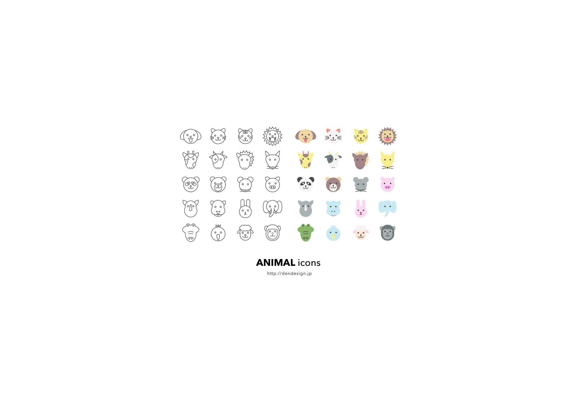 Cute Animal Icons Sketch Freebie