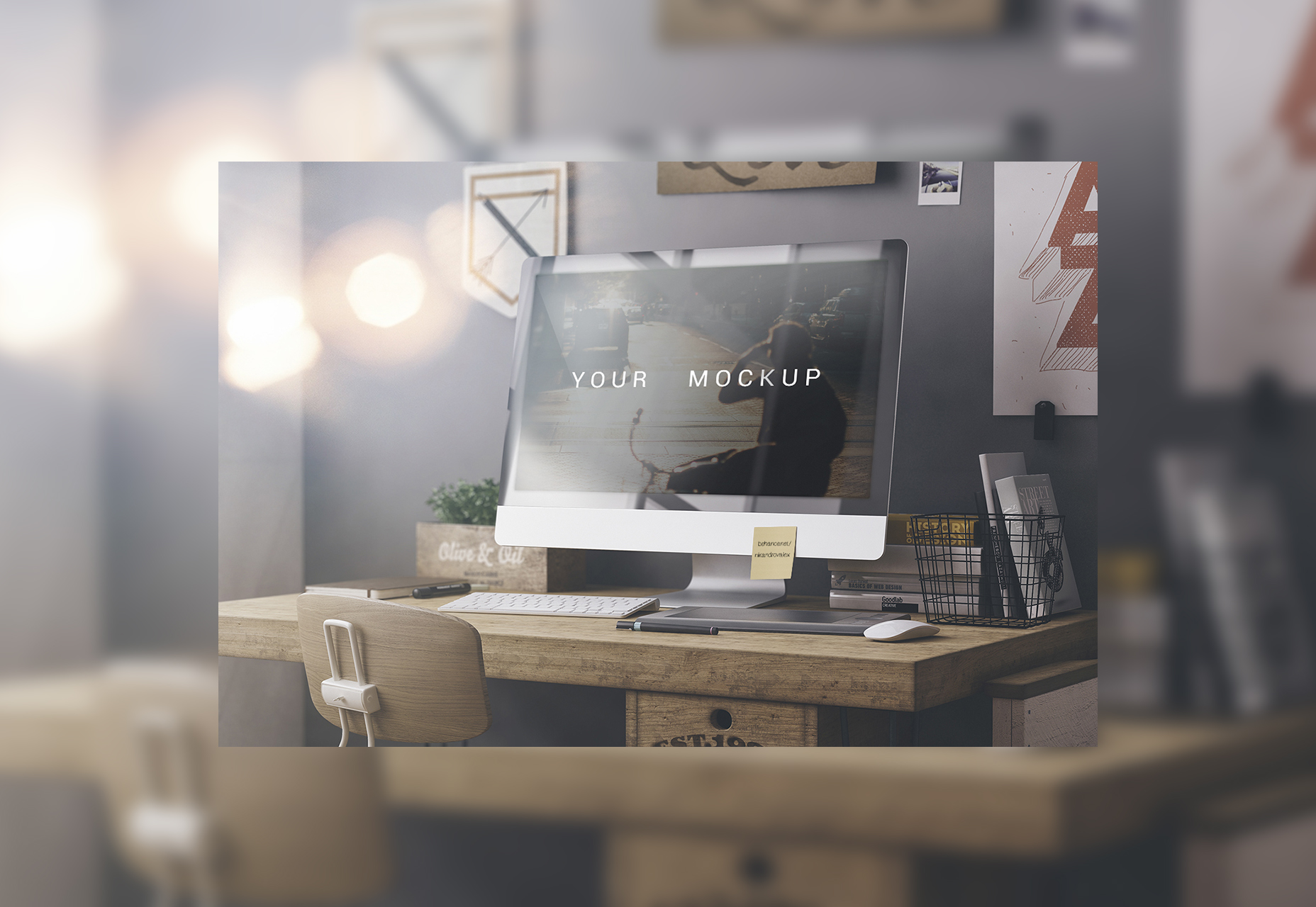 Korkean resoluution IMac PSD Web Mockup