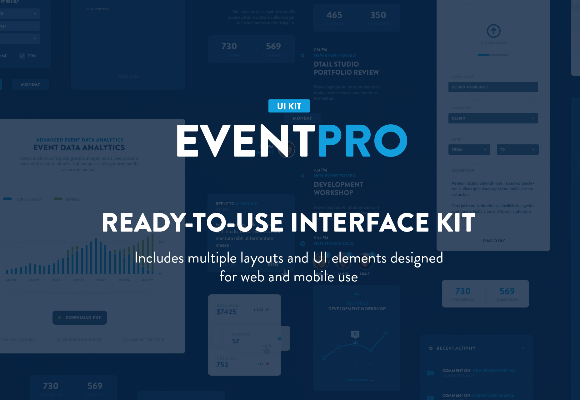 EventPro: Kit d'interface utilisateur bleu moderne
